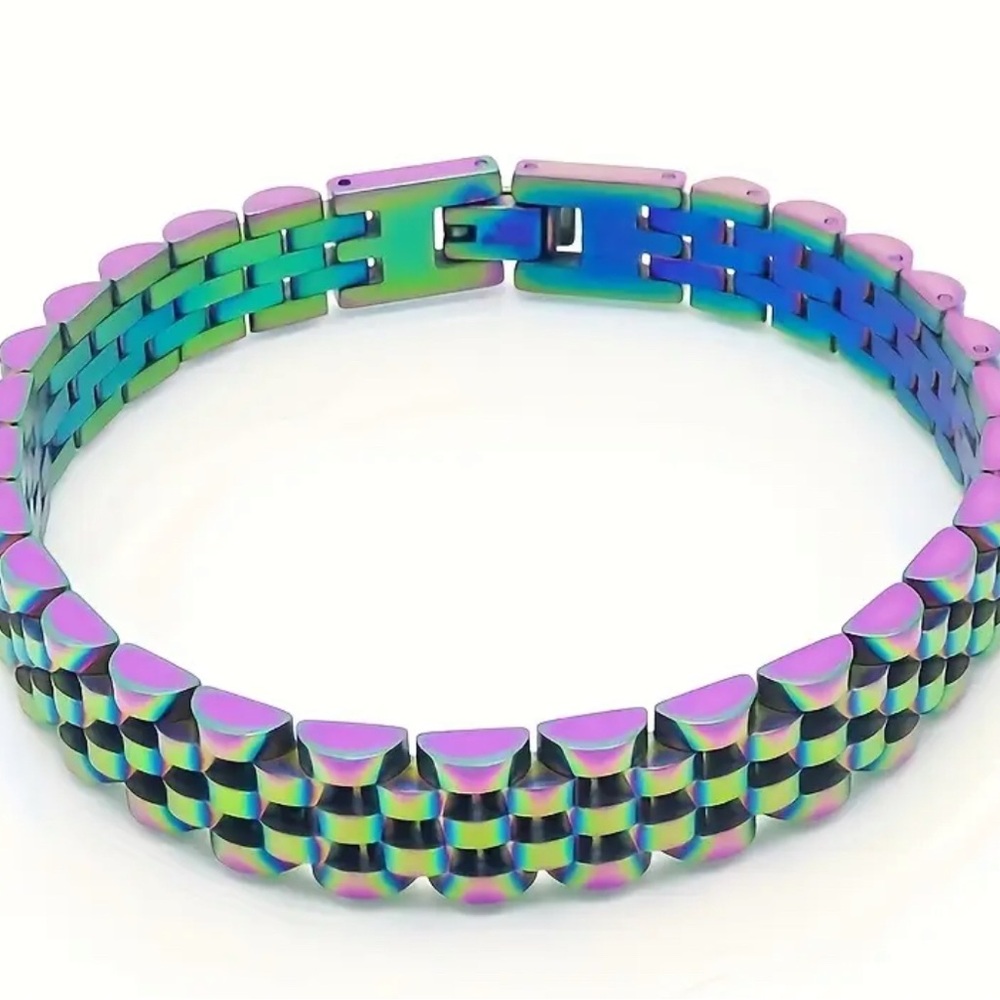 Purple and Green Geometric Jewelry Bracelet